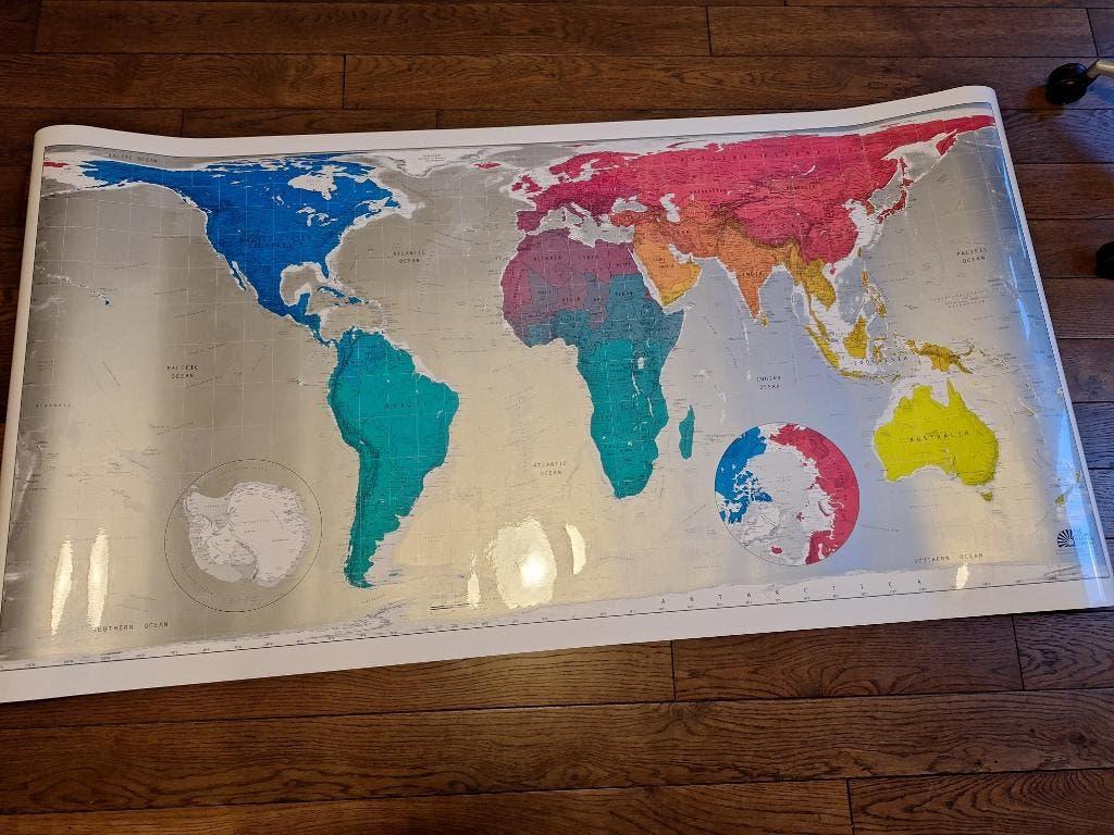 Landkaart op dikke beschermfolie, Ophalen of Verzenden, Nieuw, Wereld, Landkaart