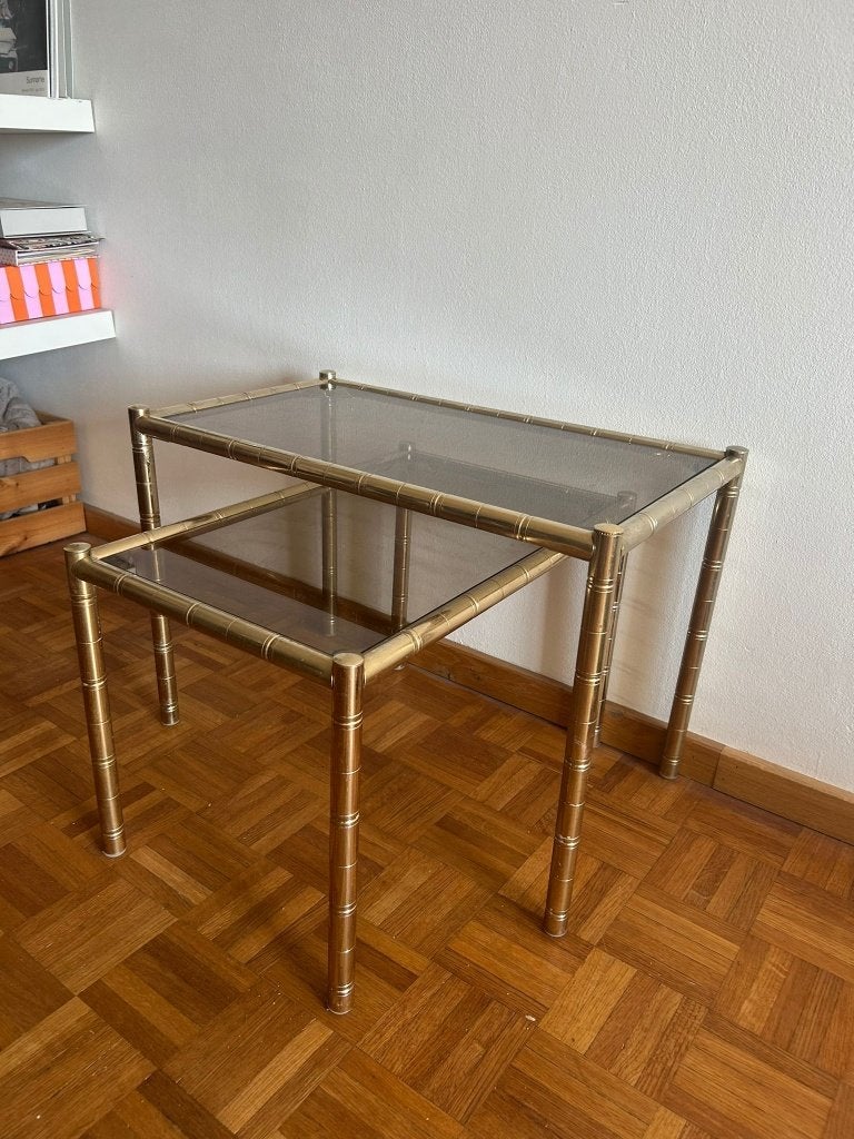 Vintage bijzettafels, Gebruikt, Vintage, 55 tot 75 cm, Glas