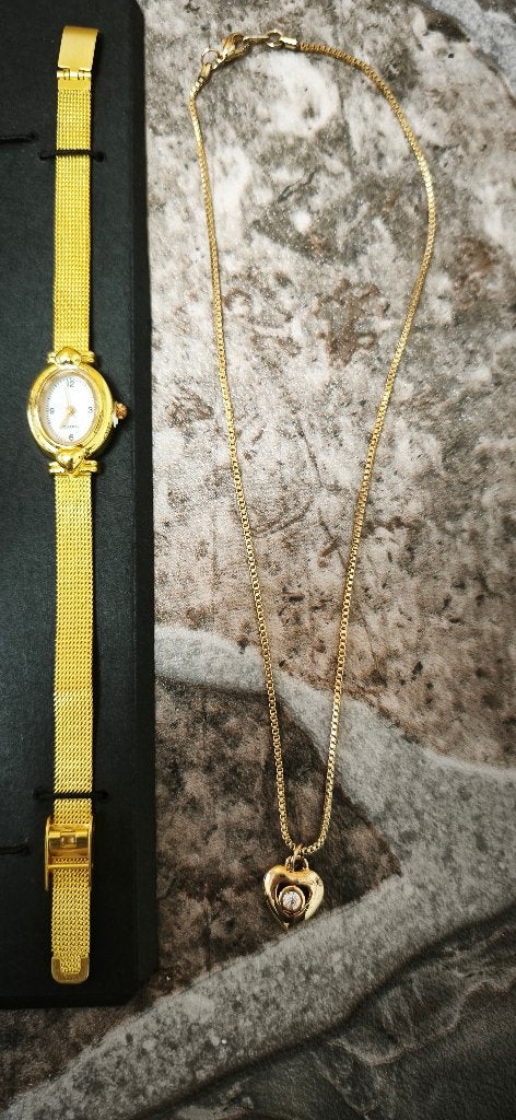 collier avec montre neuf, Neuf, Enlèvement ou Envoi, Avec pendentif, Or