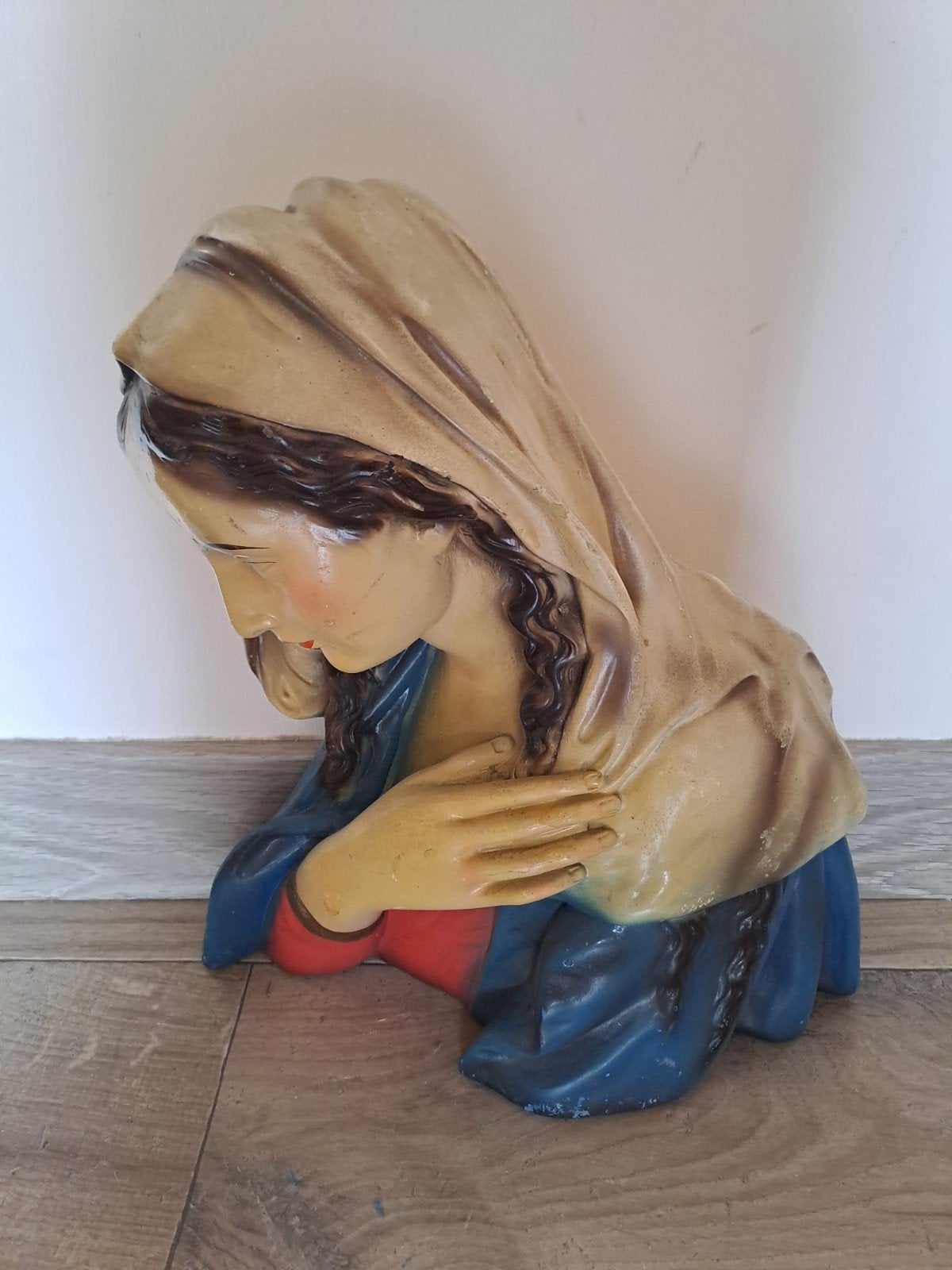 vintage, gipsen  beeld  van de maagd Maria, Antiek en Kunst, Ophalen, Gips, 20 - 50 cm, Beeld