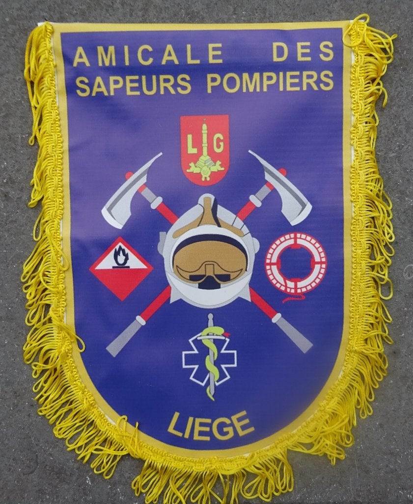 LIEGE - AMICALE DES SAPEURS-POMPIERS - FANION, Collections, Enlèvement ou Envoi, Gendarmerie, Emblème ou Badge