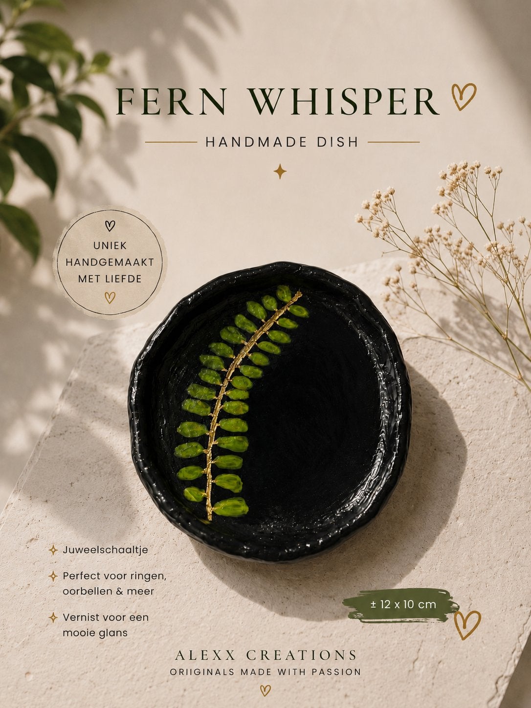 Fern Whisper | Plat à bijoux fait main, Enlèvement ou Envoi