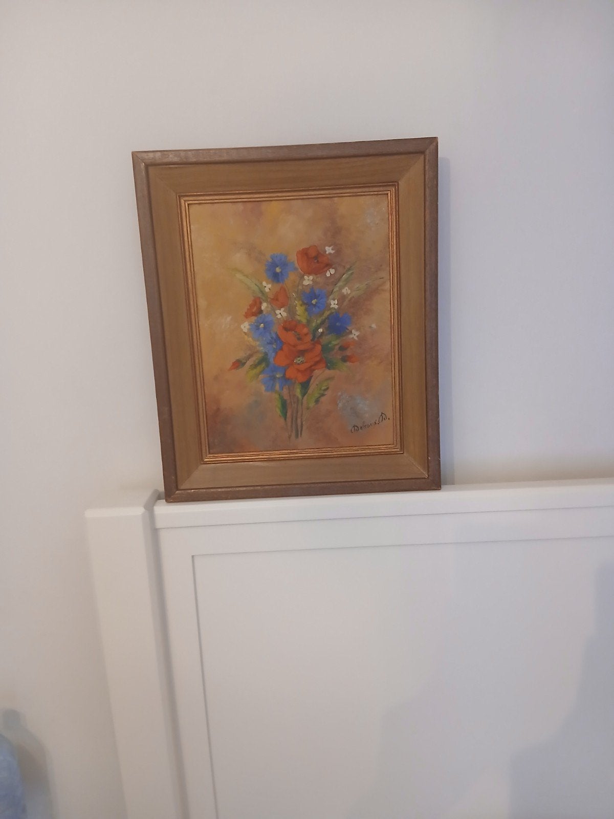Tableau Vintage Fleurs - Coquelicots & Bleuets - Debroux D., Antiquités & Art, Enlèvement ou Envoi