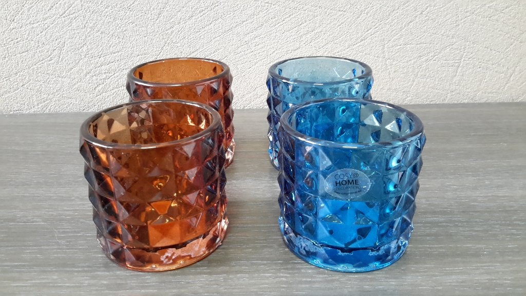 Lot / partij T-lichthouders Herfst ( NIEUW ), Ophalen of Verzenden, Nieuw, Blauw, Glas