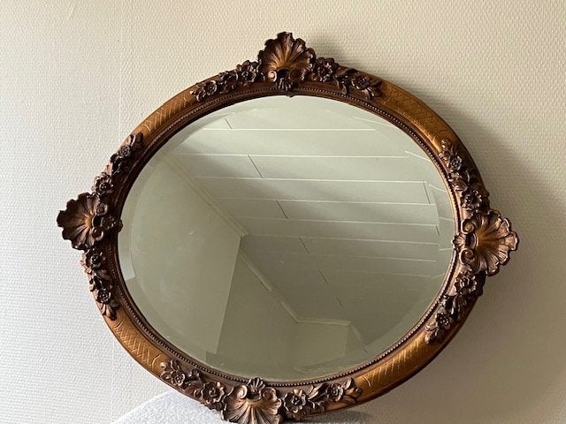 Ovale vintage spiegel – barok/rococo lijst, Ophalen, Ovaal, 50 tot 100 cm, Minder dan 100 cm