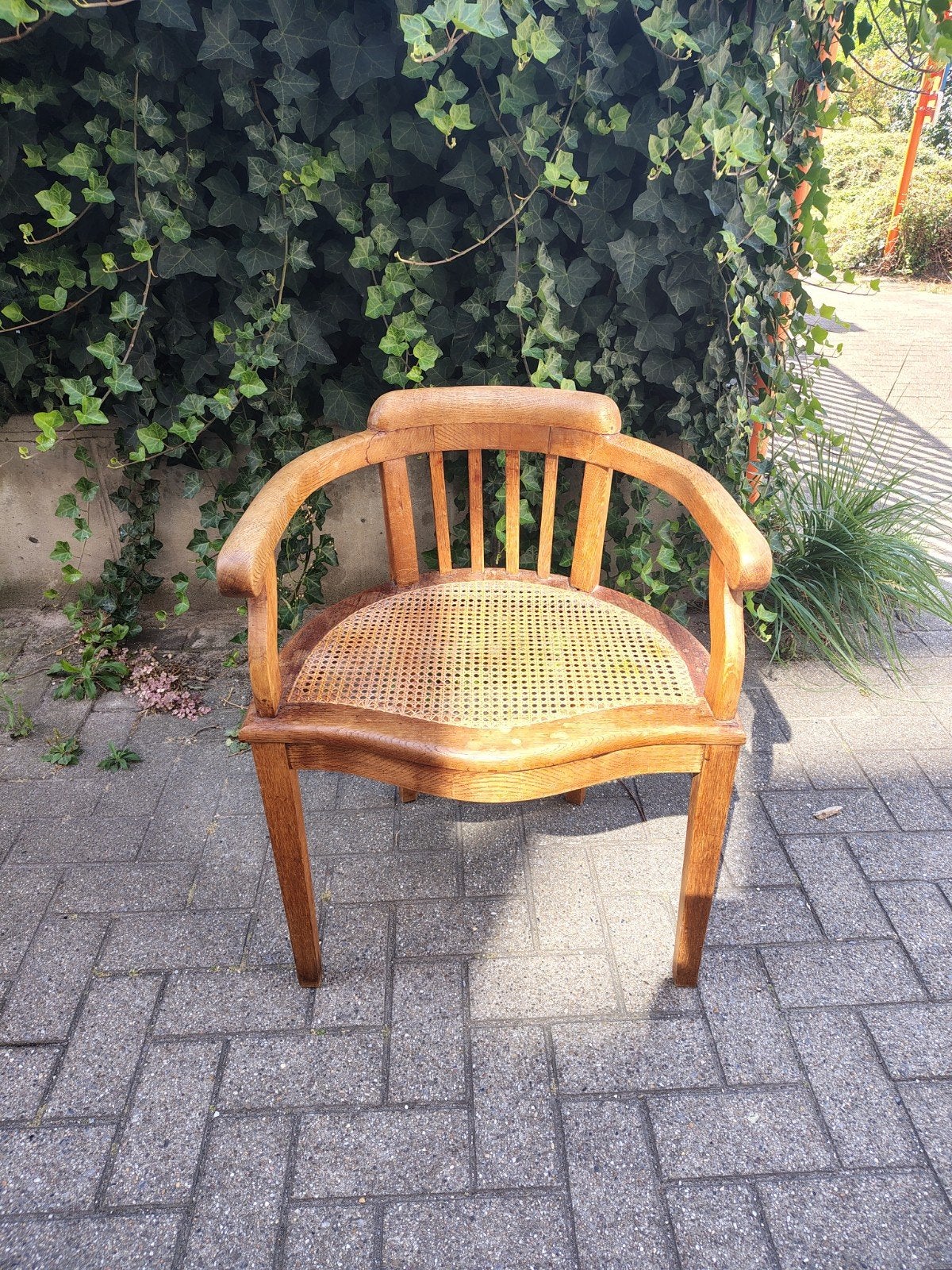 Antieke stoel, eik met rieten zit, Antiek en Kunst, Ophalen