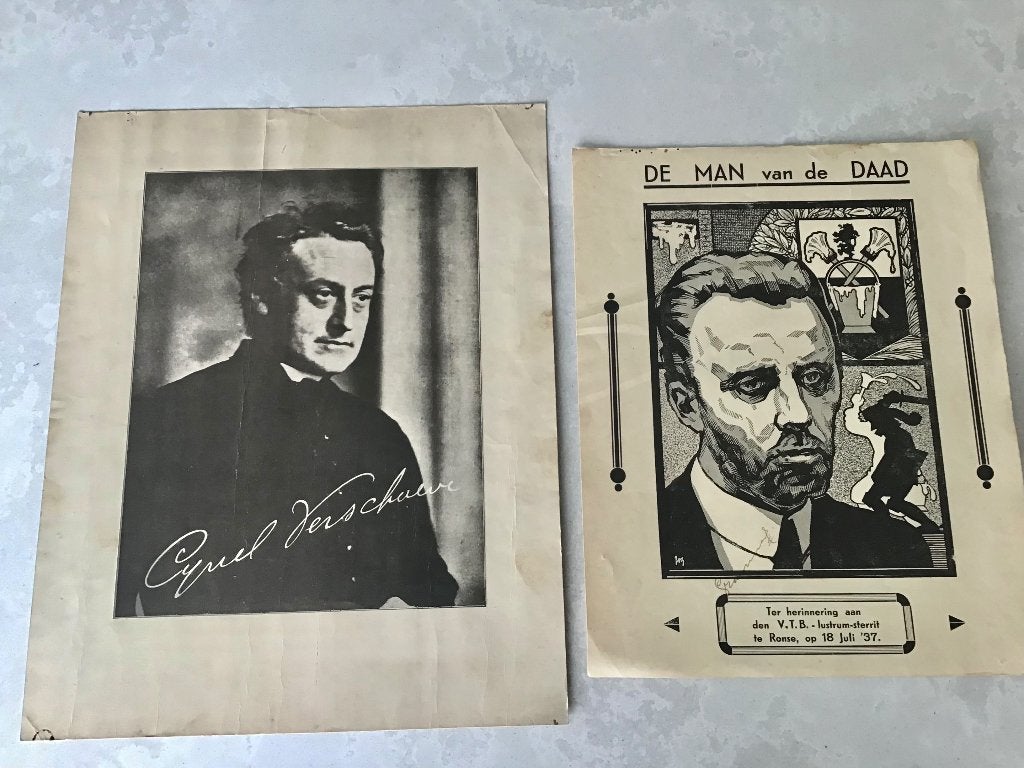 Portret van Cyriel Verschaeve en Flor Grammens, Ophalen of Verzenden, Foto