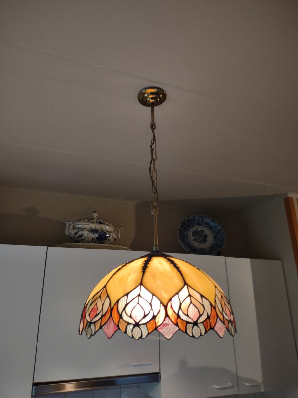 Prachtige Tiffany Stijl Hanglamp - Handgemaakt Glas, Ophalen, Glas