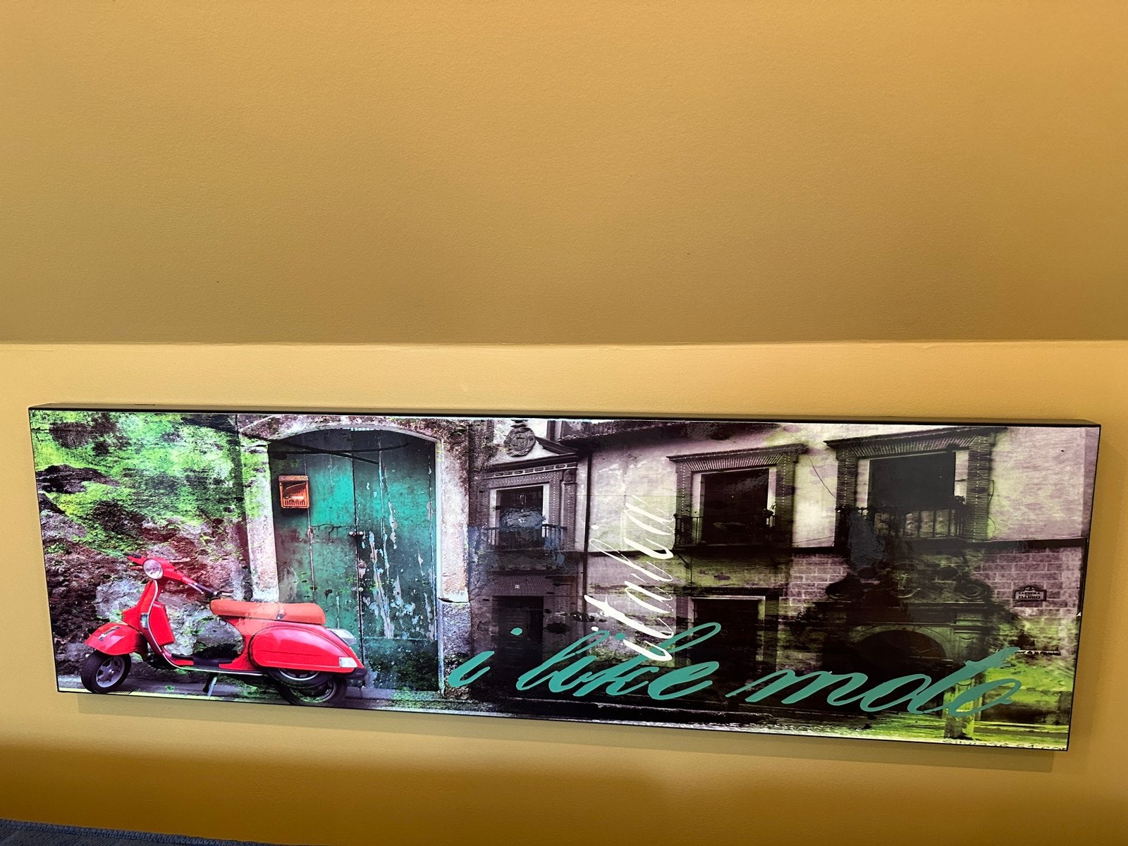 Langwerpig canvas met rode vespa, Huis en Inrichting, Ophalen