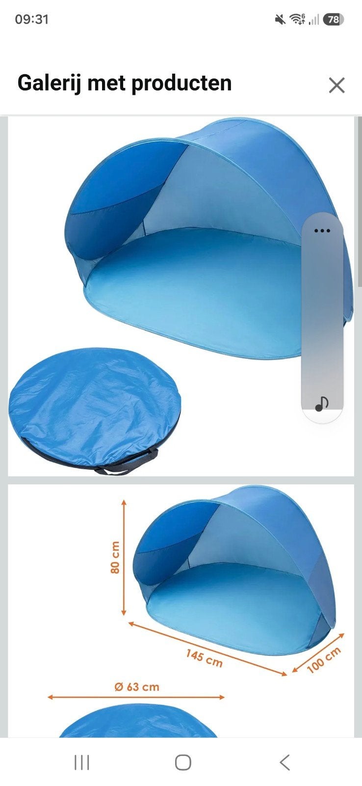 halve tent, Ophalen