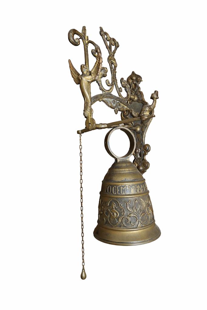 Antieke wandbel / deurbel – messing – decoratief, Antiek en Kunst, Antiek | Klokken, Ophalen