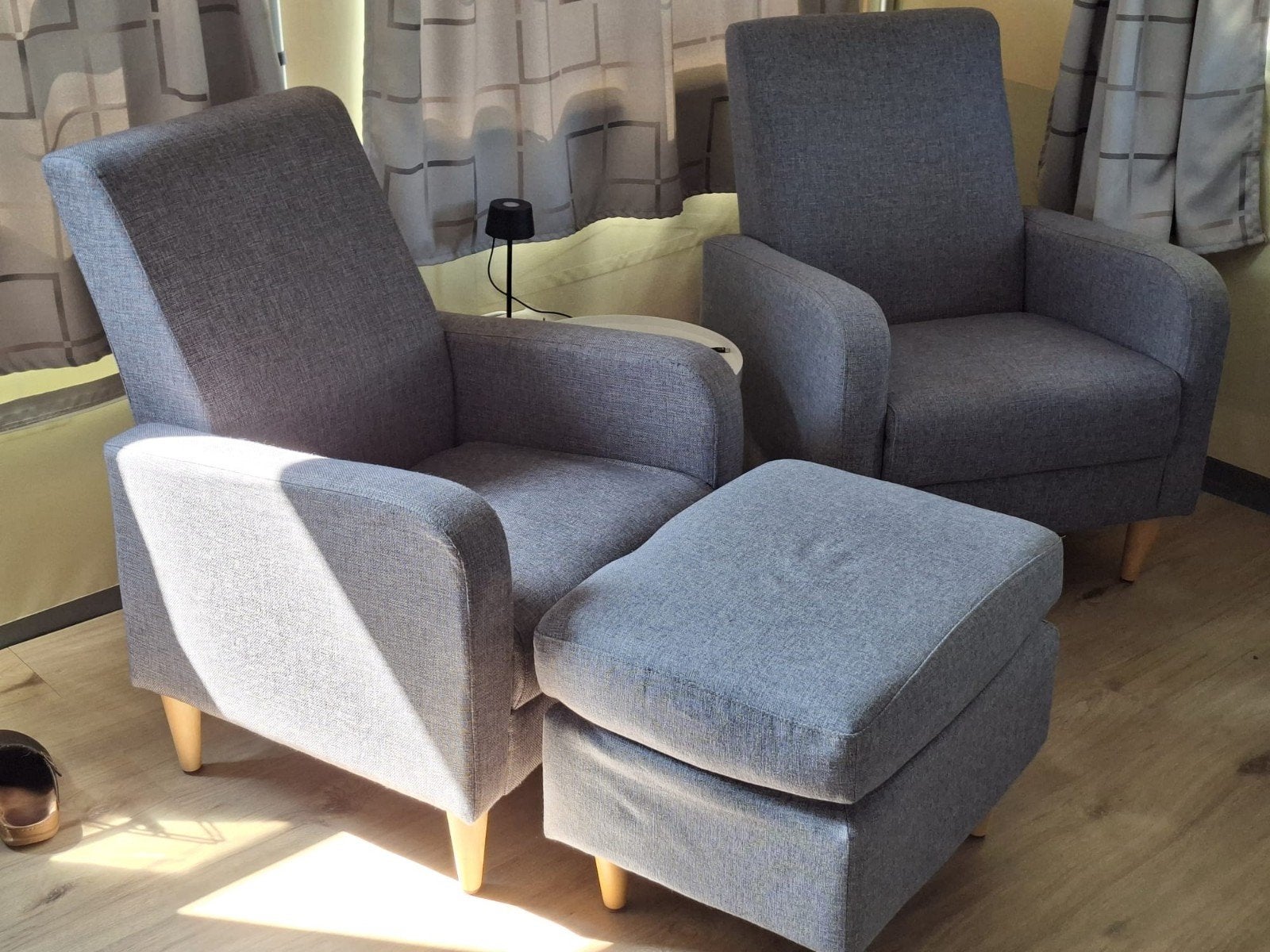 zetels te koop  in grijze stof, Huis en Inrichting, Fauteuils, Ophalen, Minder dan 75 cm, Zo goed als nieuw, 50 tot 75 cm