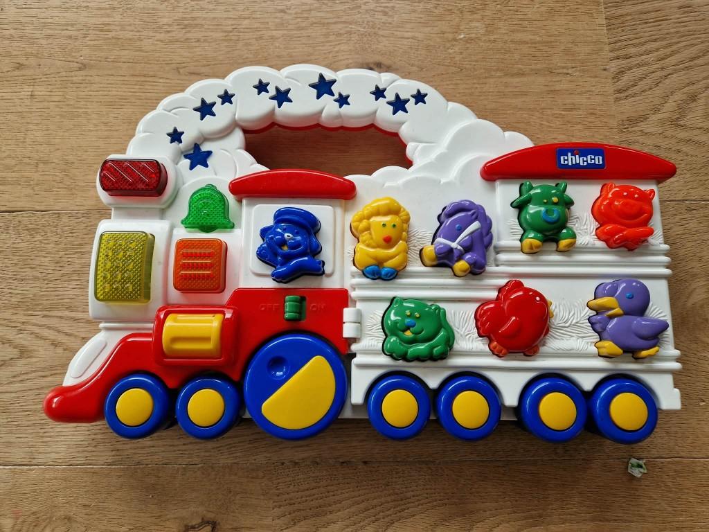 Retro Chicco muzikale trein, Kinderen en Baby's, Ophalen, Gebruikt, Overige typen, Met licht