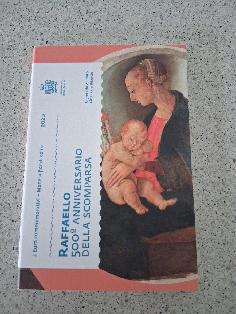 2 euro San Marino 2020 Raffaello in boekje, Ophalen of Verzenden, San Marino, 2 euro, Losse munt