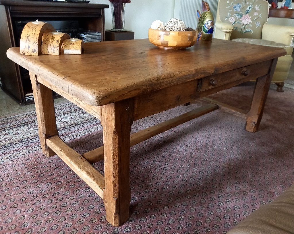 Eiken salontafel, Huis en Inrichting, Tafels | Salontafels, Zo goed als nieuw, 50 – 75, 50 tot 100 cm, 100 tot 150 cm, Rechthoekig