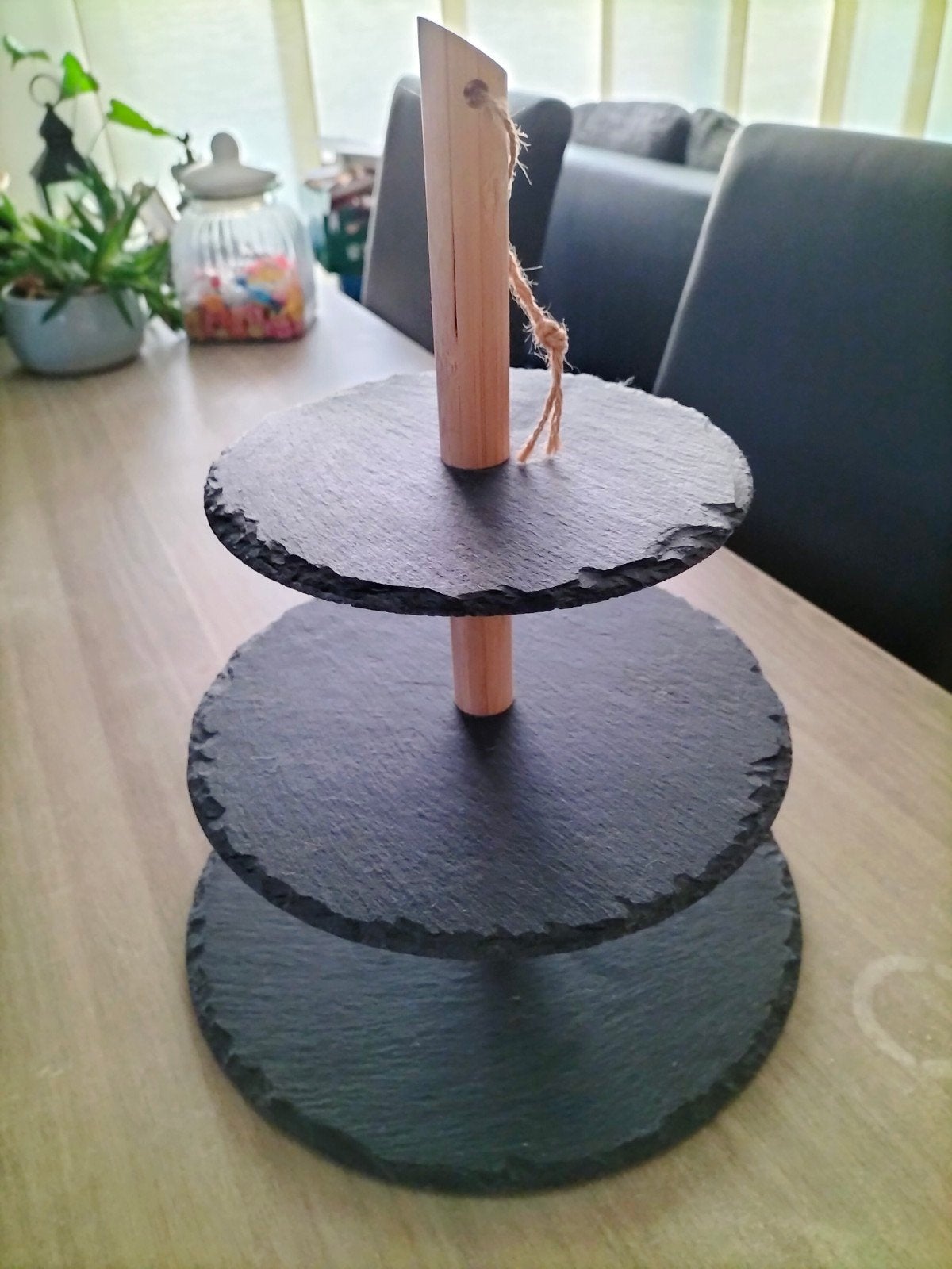 Etagere 3-laags natuursteen, Ophalen of Verzenden