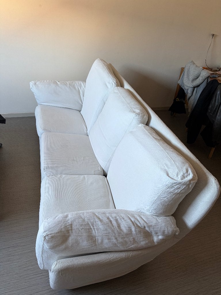 Canapé 3 places + fauteuil blanc, 75 à 100 cm, Banc droit, Enlèvement, Utilisé