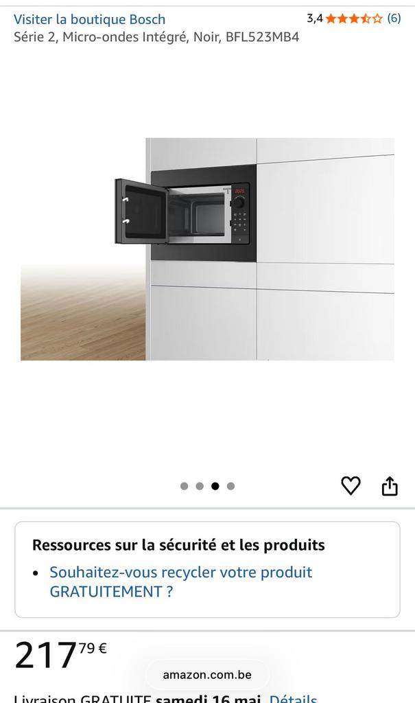 Micro-onde encastre Bosch, Enlèvement, Comme neuf