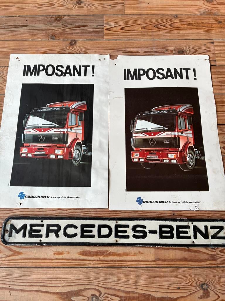 Mercedes Benz en posters metaal email en plastic, Antiek en Kunst, Ophalen