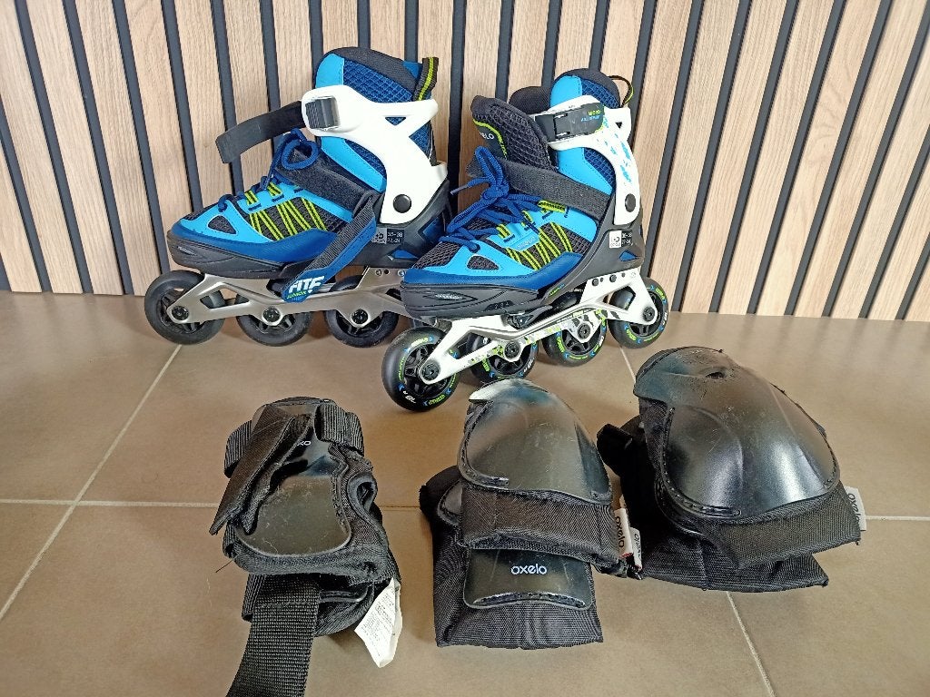 Inline skates maat 35-38 met bescherming, Sport en Fitness, Skeelers, Verstelbaar, Zo goed als nieuw, Inline skates 4 wielen, Ophalen