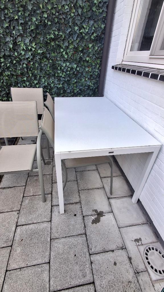 Bristol tuintafel en 4 stoelen, Salons de jardin, Aluminium, Comme neuf, Enlèvement