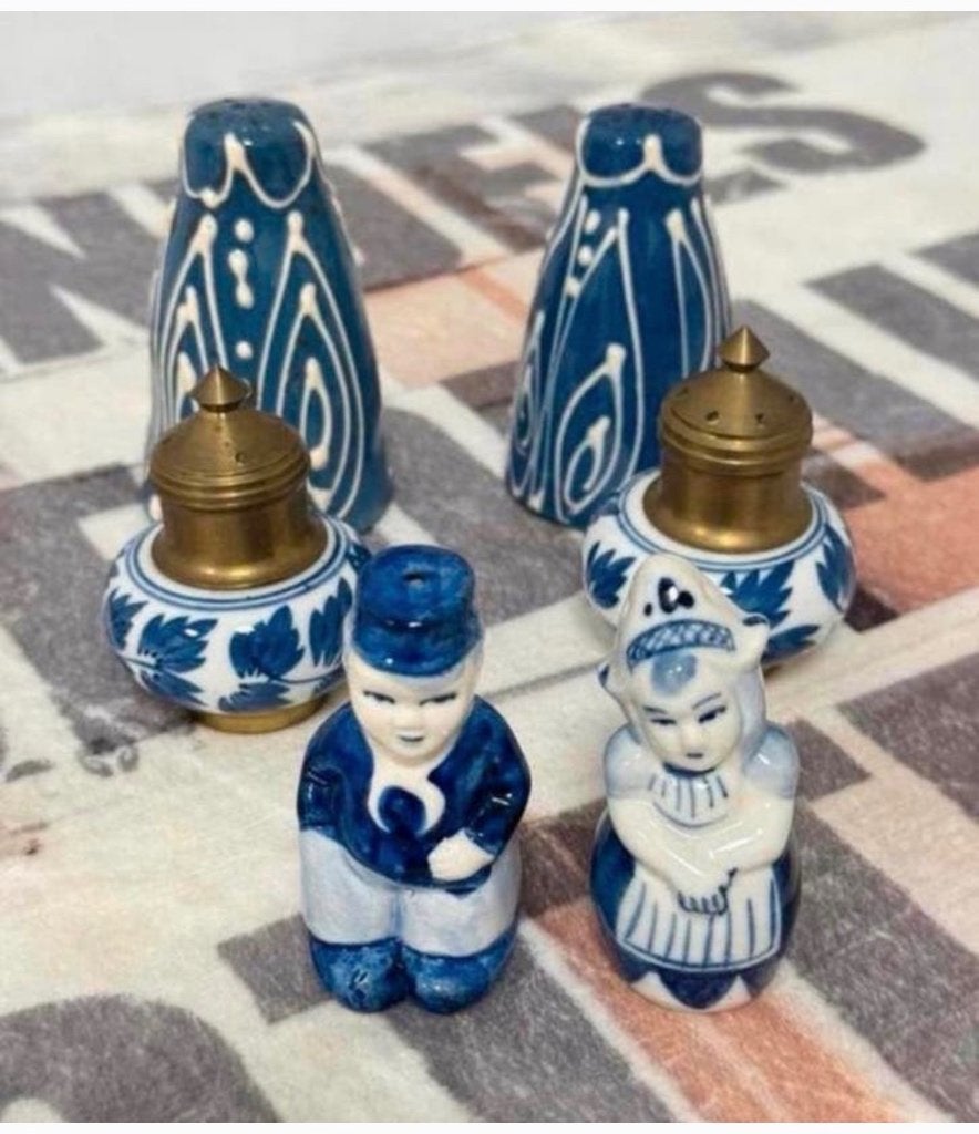 6x bijzondere antiek vintage peper zout stel 3 sets servies, Antiek en Kunst, Antiek | Keukengerei, Ophalen of Verzenden