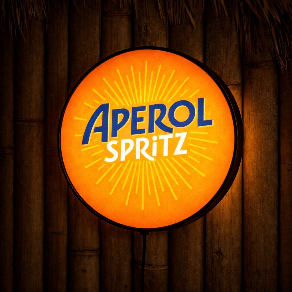 Aperol Spritz Lightbox Ø 24 cm | Bar & Mancave decoratie, Verzenden, Nieuw, Lichtbak of (neon) lamp
