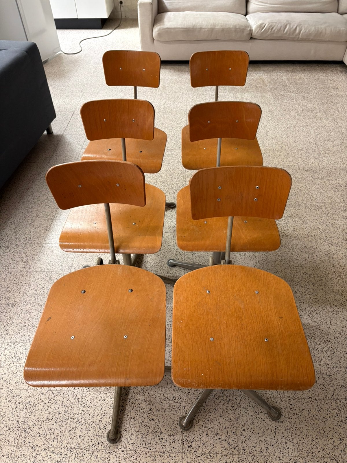6 vintage stoelen van 1969, Huis en Inrichting, Stoelen, Ophalen, Gebruikt, Vintage