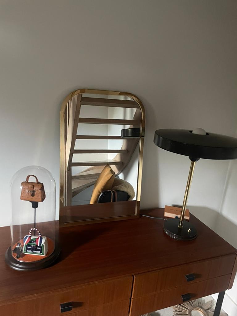 Vintage antieke afgeronde messing spiegel, Ophalen