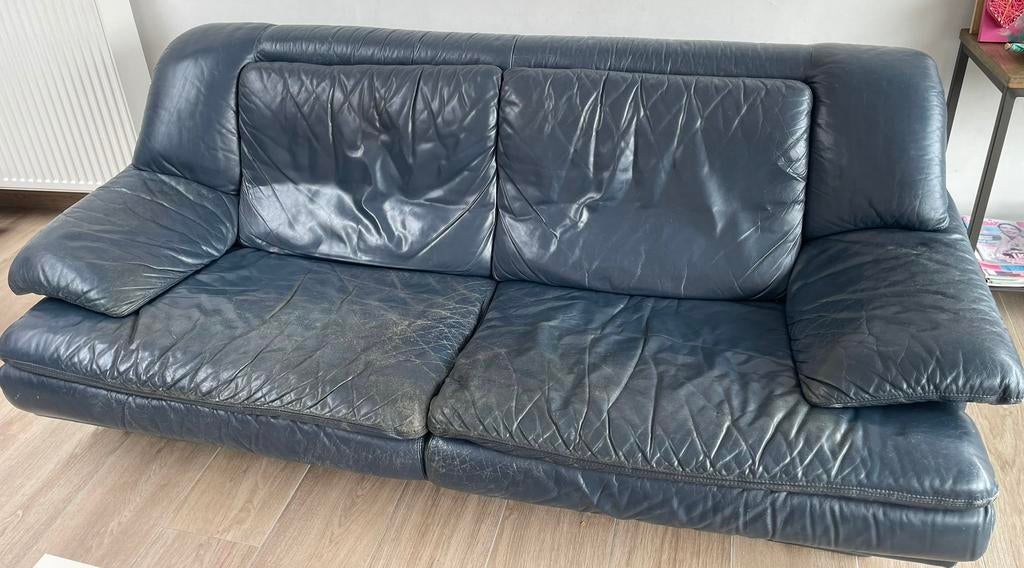 Driezit zetel natuzzi, Huis en Inrichting, Ophalen, Gebruikt, Driepersoons, Leer