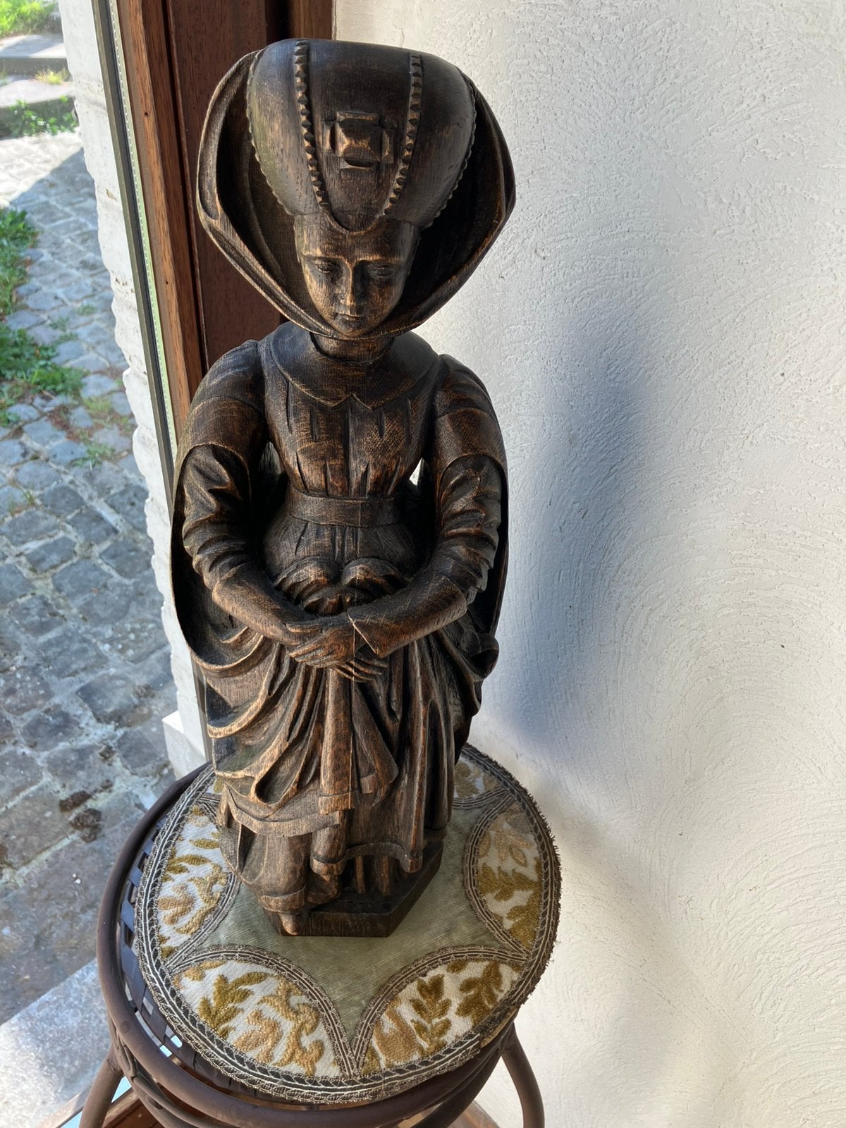 Statue en bois - Anne de Bourgogne, Ophalen, Hout, Beeld