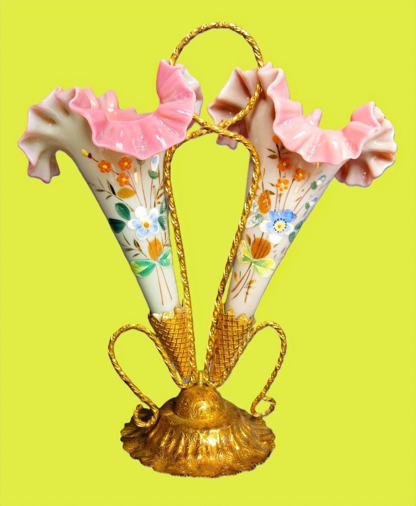 Zeldzame geemailleerd victoriaanse coupevazen., Ophalen