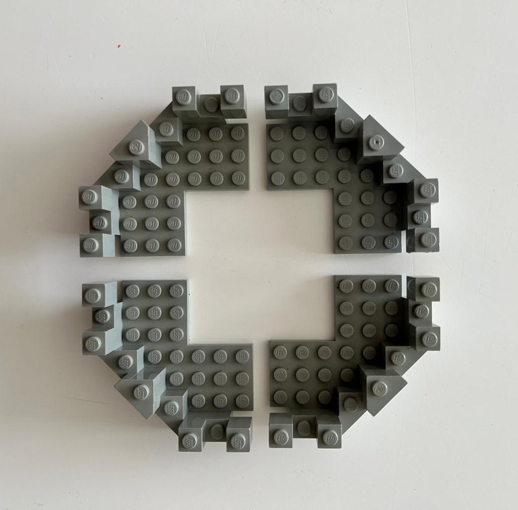 Tourelle Lego gris clair (4x), Lego, Comme neuf, Briques en vrac, Complet