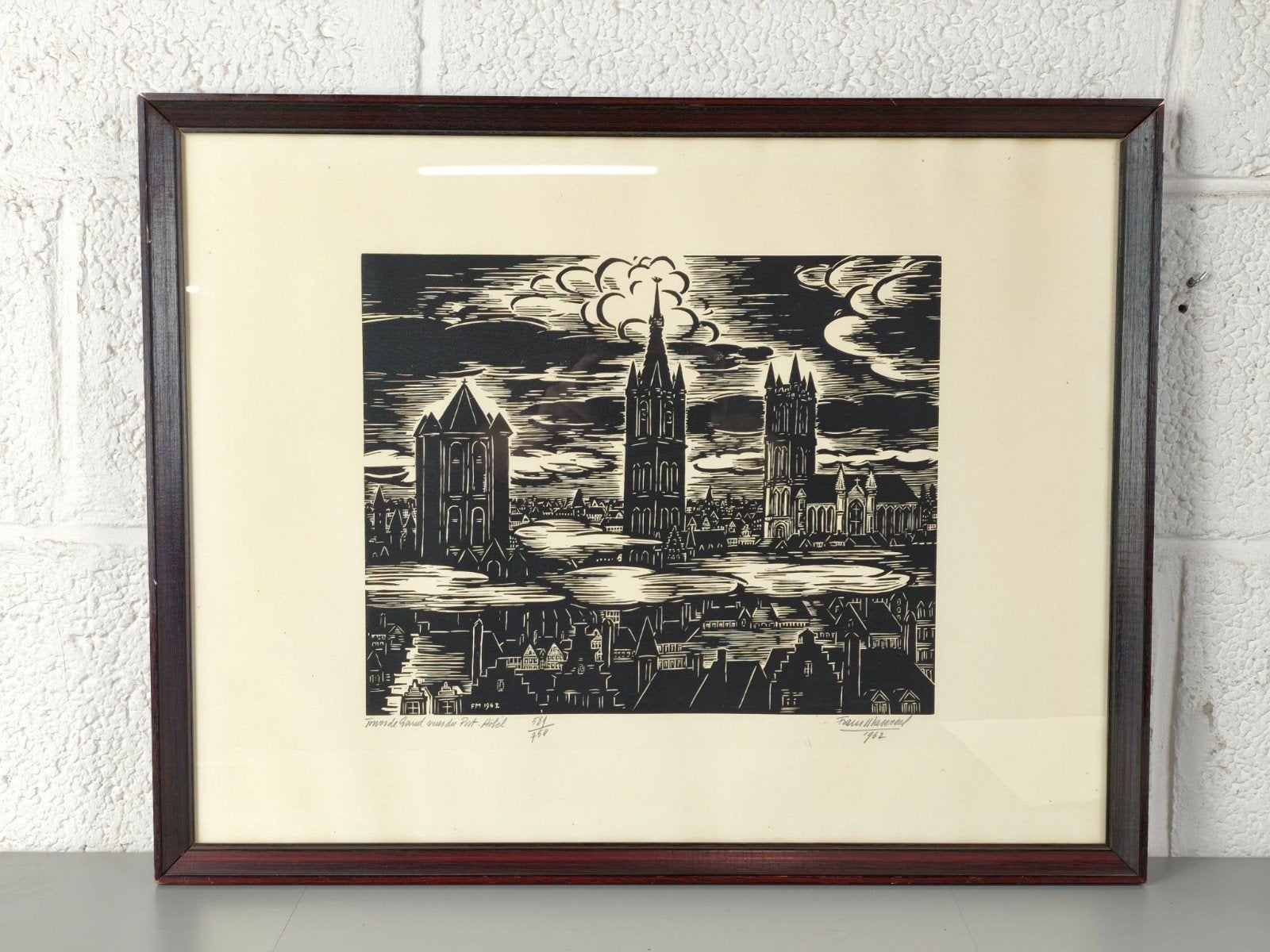 Frans Masereel - houtsnede - Torens van Gent, Enlèvement, Gravure sur bois, Numéroté
