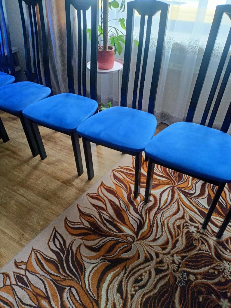 6 Eetkamerstoelen, Huis en Inrichting, Ophalen, Gebruikt, Blauw, Vijf, Zes of meer stoelen