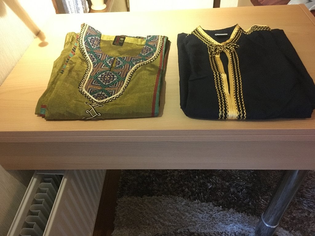 2 nieuwe mooi geborduurde djellabas/kaftans - 100% katoen, Kleding | Dames, Blauw, Maat 46/48 (XL) of groter, Nieuw, Ophalen of Verzenden