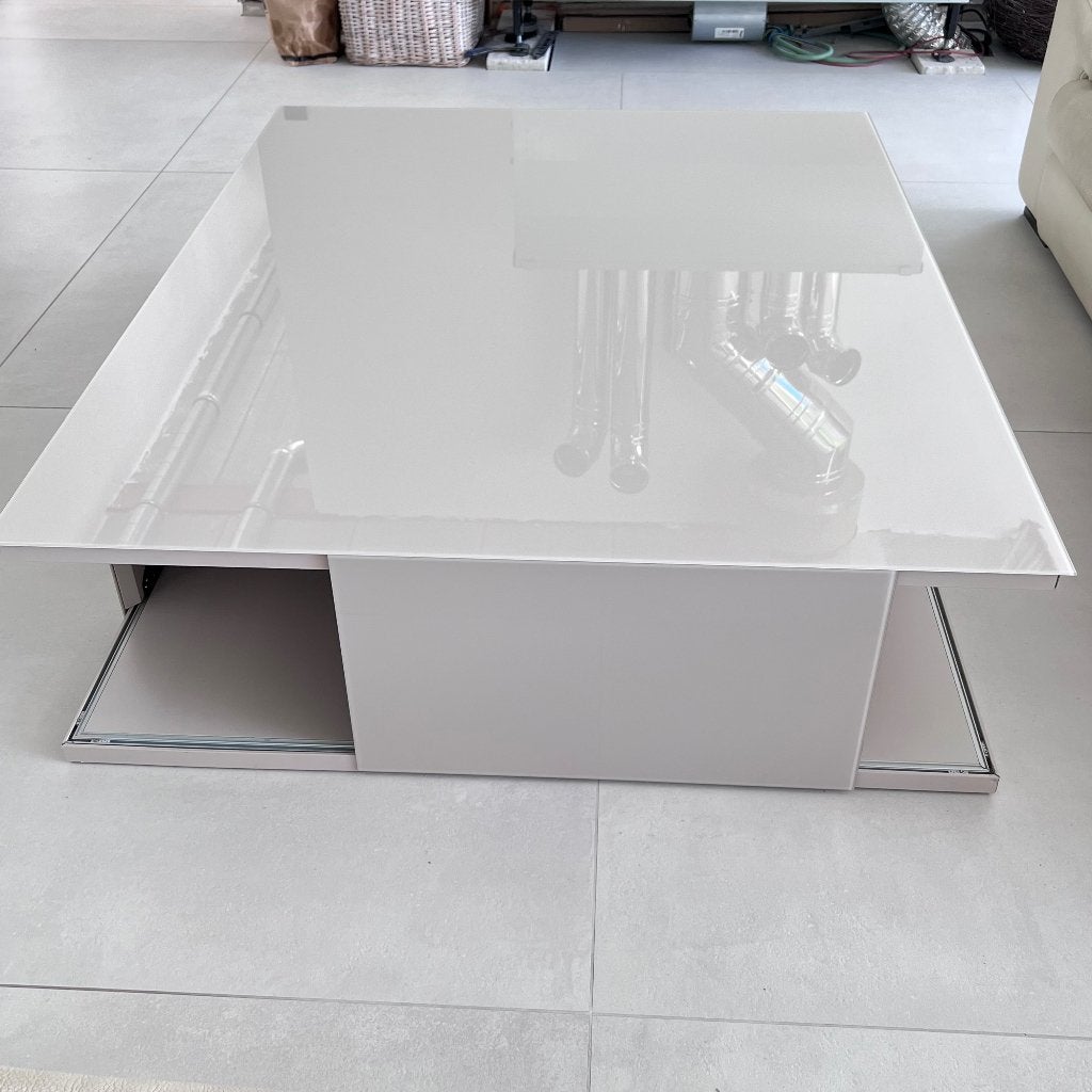 Salontafel met gebrandschilderd glas, Ophalen, Gebruikt, 100 tot 150 cm, Glas