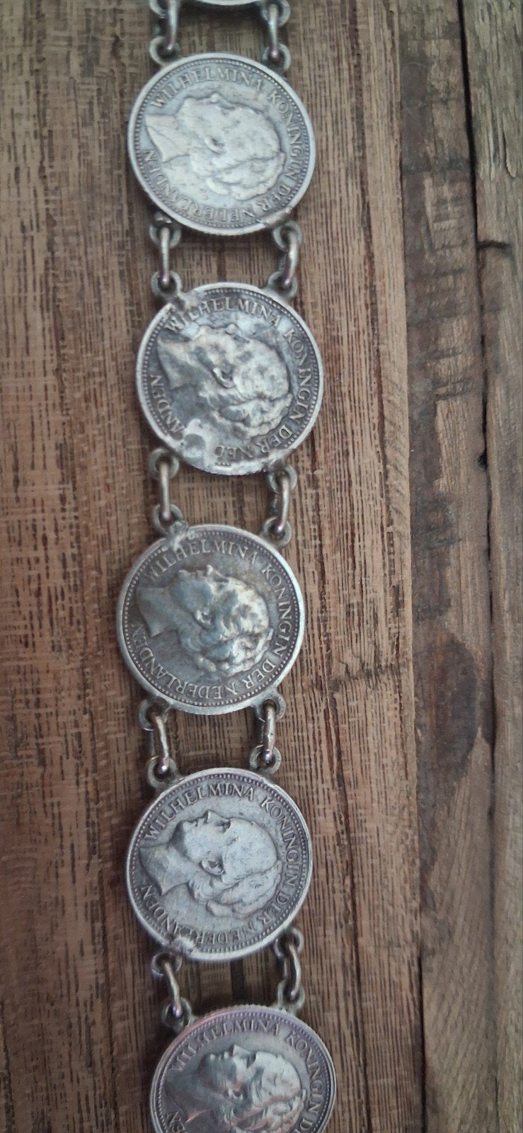 Vintage armband Wilhelmina 10 cent muntstukken, Ophalen