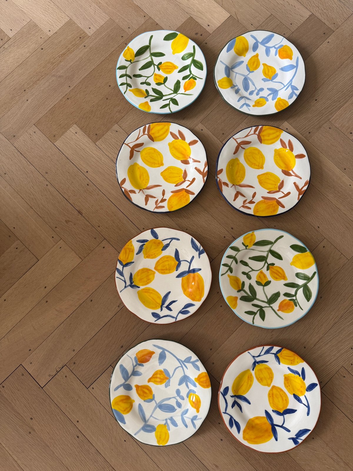 2x set van 4, servies &klevering citroenen, Huis en Inrichting, Keuken | Servies, Ophalen, Keramiek, Bord(en)