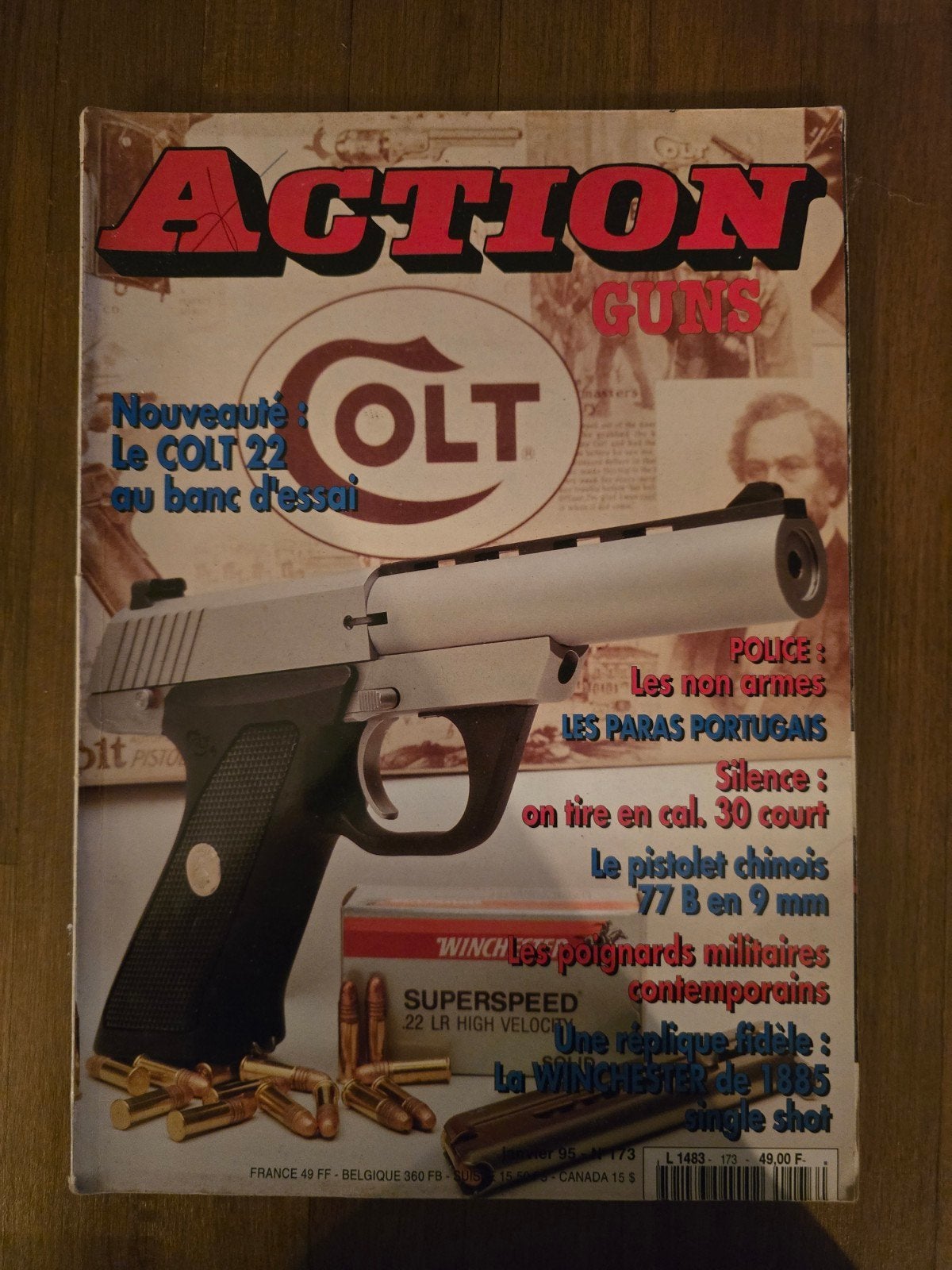 Action Guns n173 – Janvier 1995 – Colt .22 – Magazine armes, Enlèvement ou Envoi