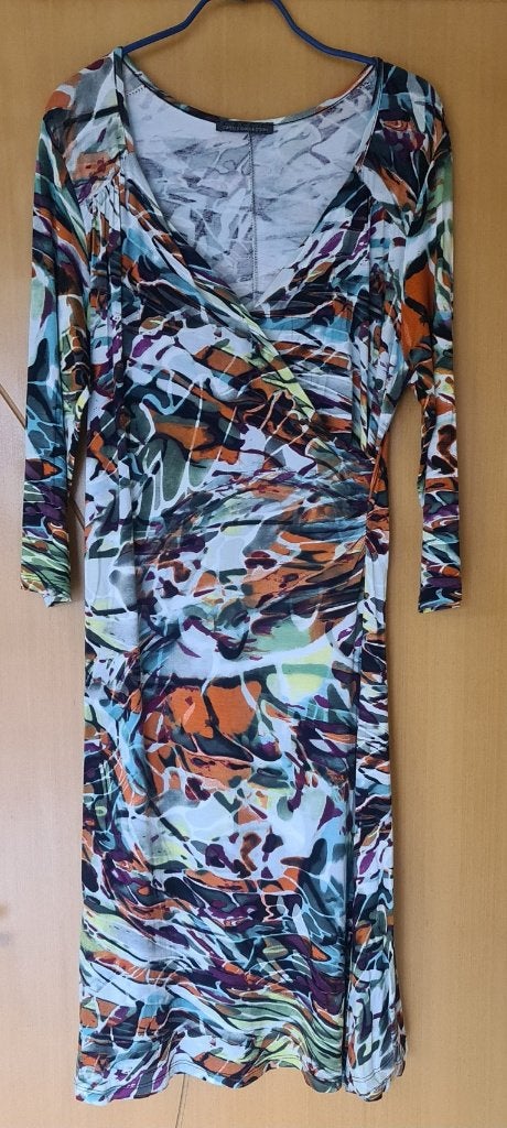 Veelkleurige jurk met lange mouwen 'Cassis' - T. 3/38, Kleding | Dames, Jurken, Maat 38/40 (M), Cassis Collection, Meerkleurig