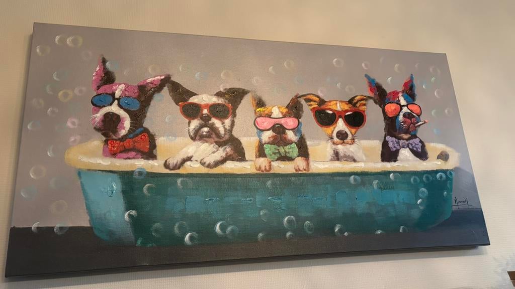 Dogs in the bath (hondenschilderij), Enlèvement, Utilisé, Animal