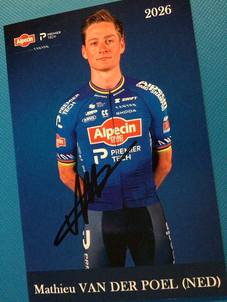 wielerkaart 2026 team alpecin mathieu van der poel  signe, Verzenden, Zo goed als nieuw