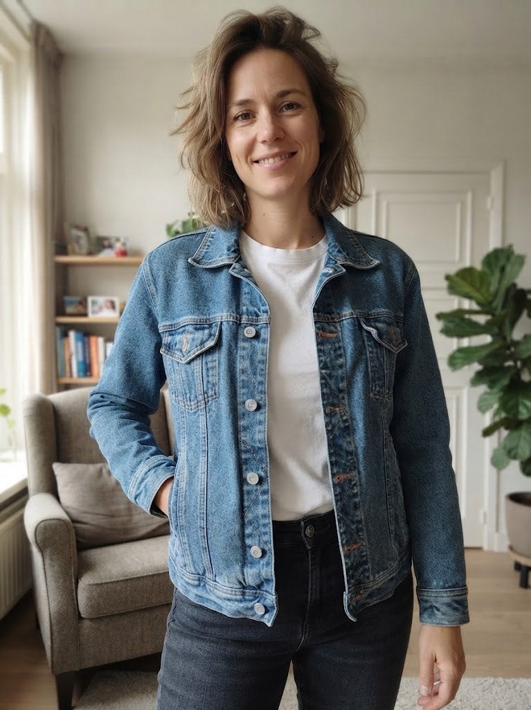 vintage jeans vest, Kleding | Dames, Vintage ., Verzenden, Zo goed als nieuw, Blauw