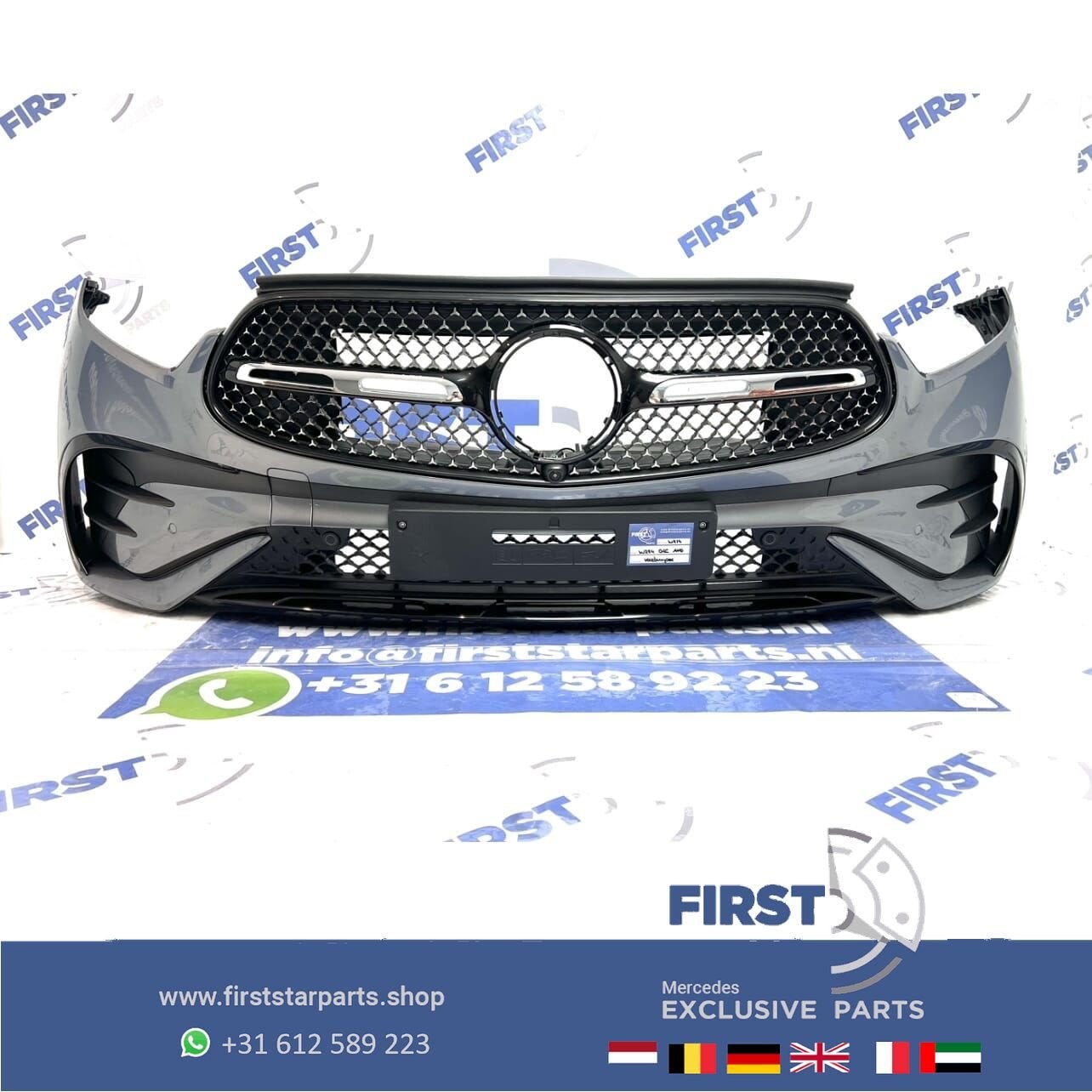 W254 GLC AMG VOORBUMPER GRIJS COMPLEET + STARS GRIL ORIGINEE