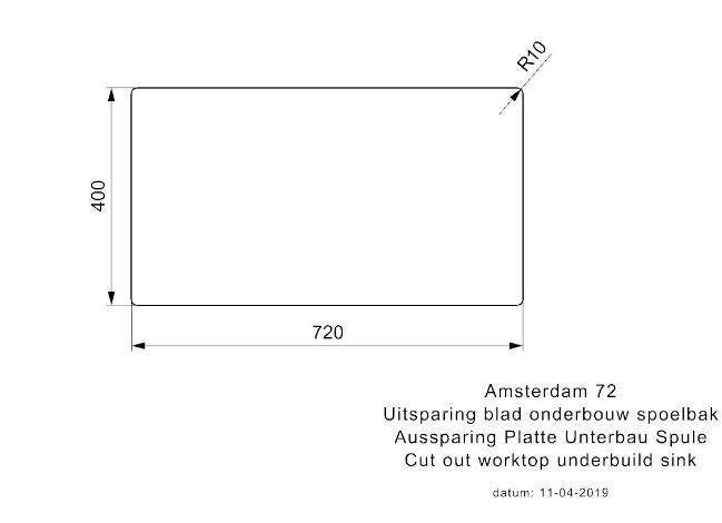 Reginox Amsterdam 72 x 40 Caffe Silvery R30905 spoelbak, Ophalen, Beige, Nieuw, 50 tot 100 cm