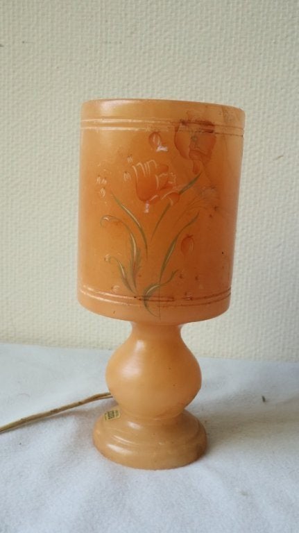 Vintage albasten tafellamp, Huis en Inrichting, Beige, Gebruikt, Vintage, Ophalen of Verzenden