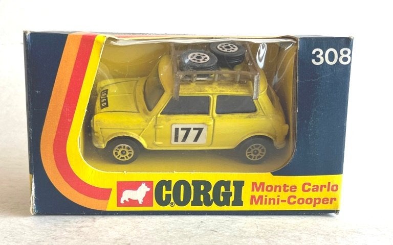 Monte Carlo Mini Cooper S blauw interieur Corgi 308., Ophalen of Verzenden, Gebruikt, Auto, Corgi