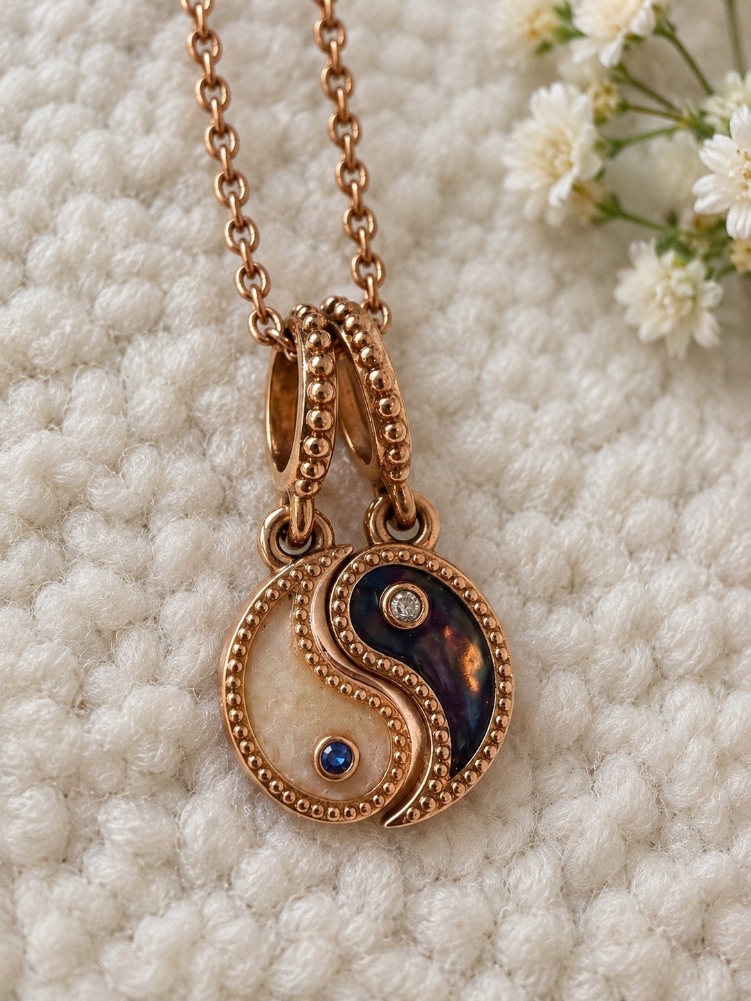 Pandora Yin & Yang bedels met roségoudkleurige ketting, Enlèvement, Comme neuf