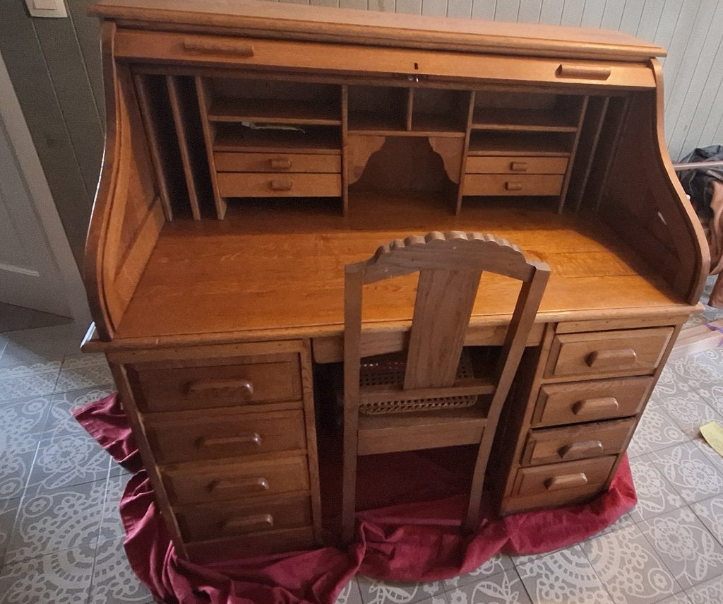 Eiken bureau, Huis en Inrichting, Met lades, Gebruikt, Hout, Secretaire